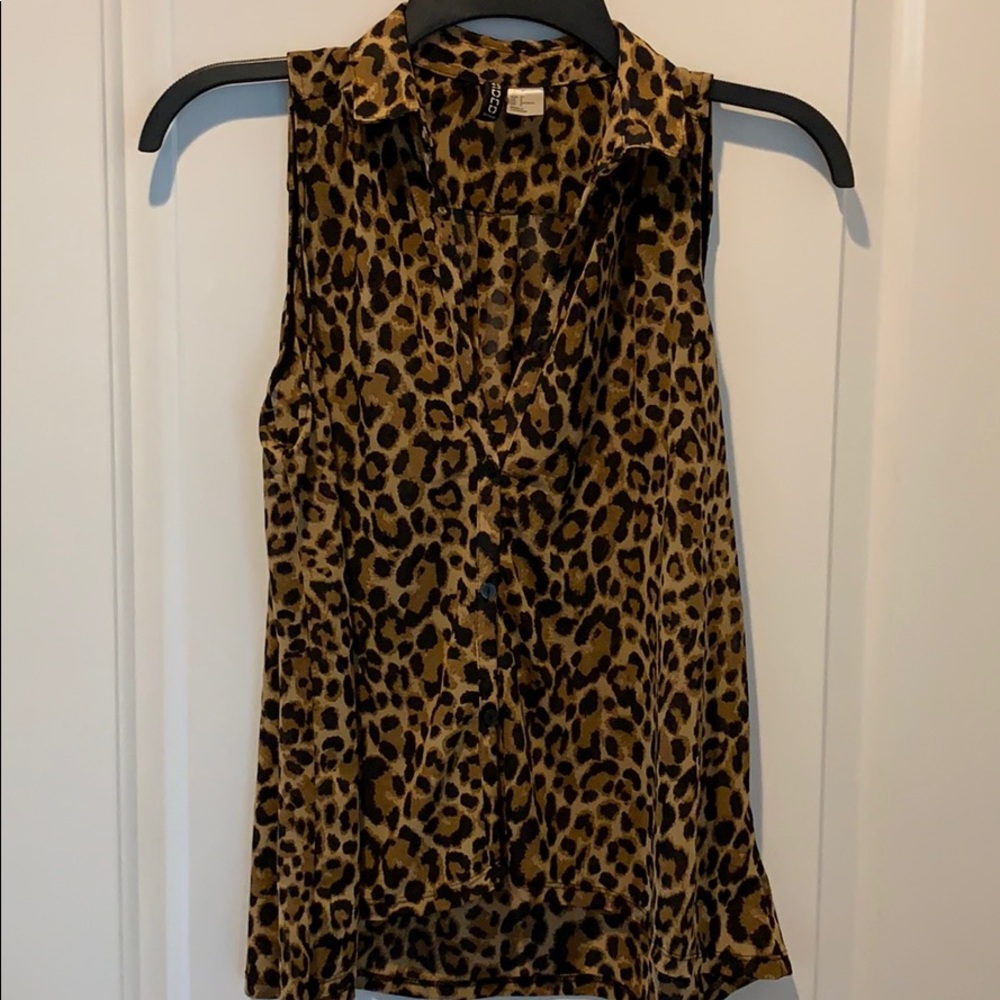 Leopard print button up blouse